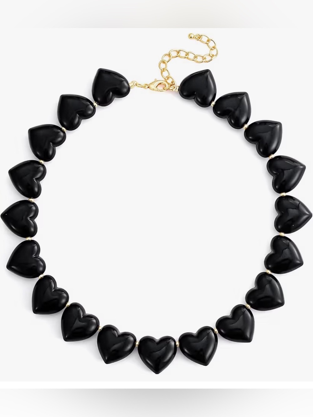 Black Acrylic Heart Choker Necklace - Vintage Punk Chunky Statement Jewelry